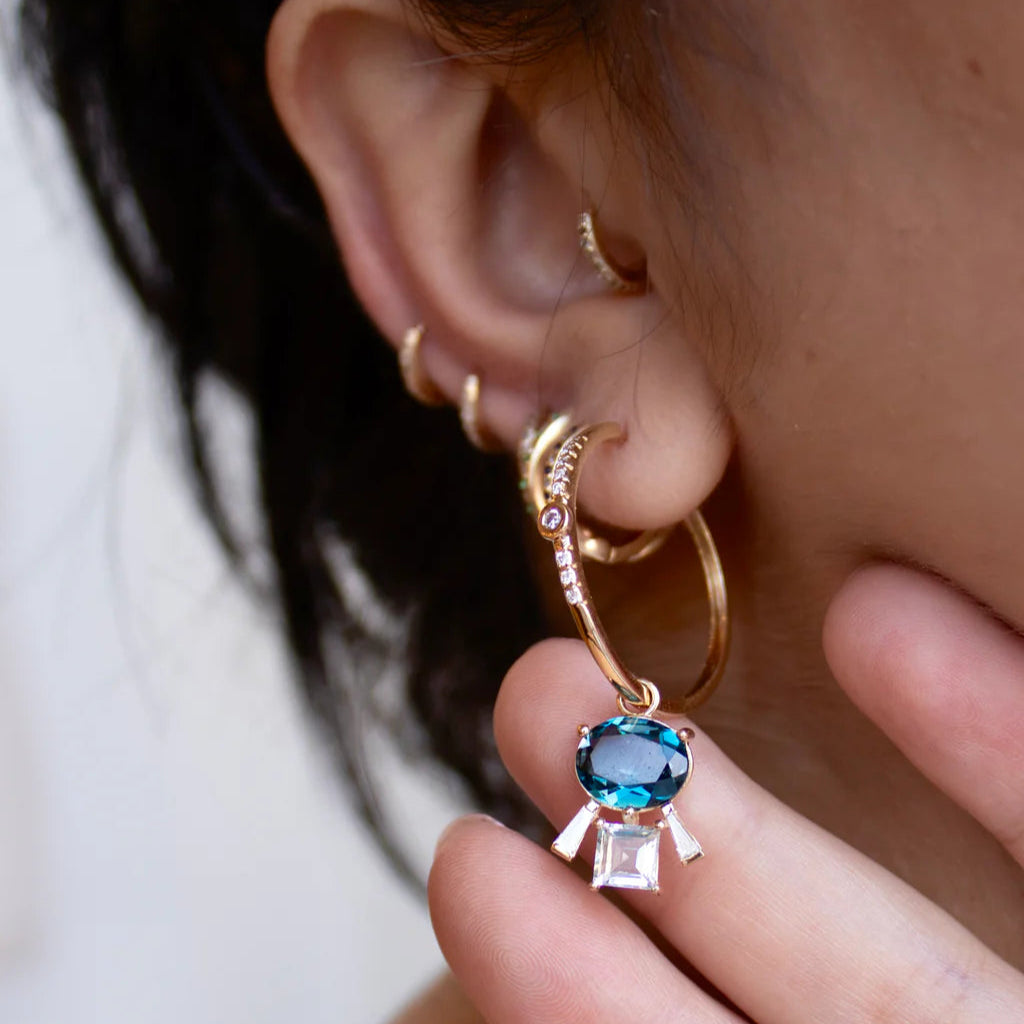 Esmeralda Charm in London Blue Topaz and Aquamarine