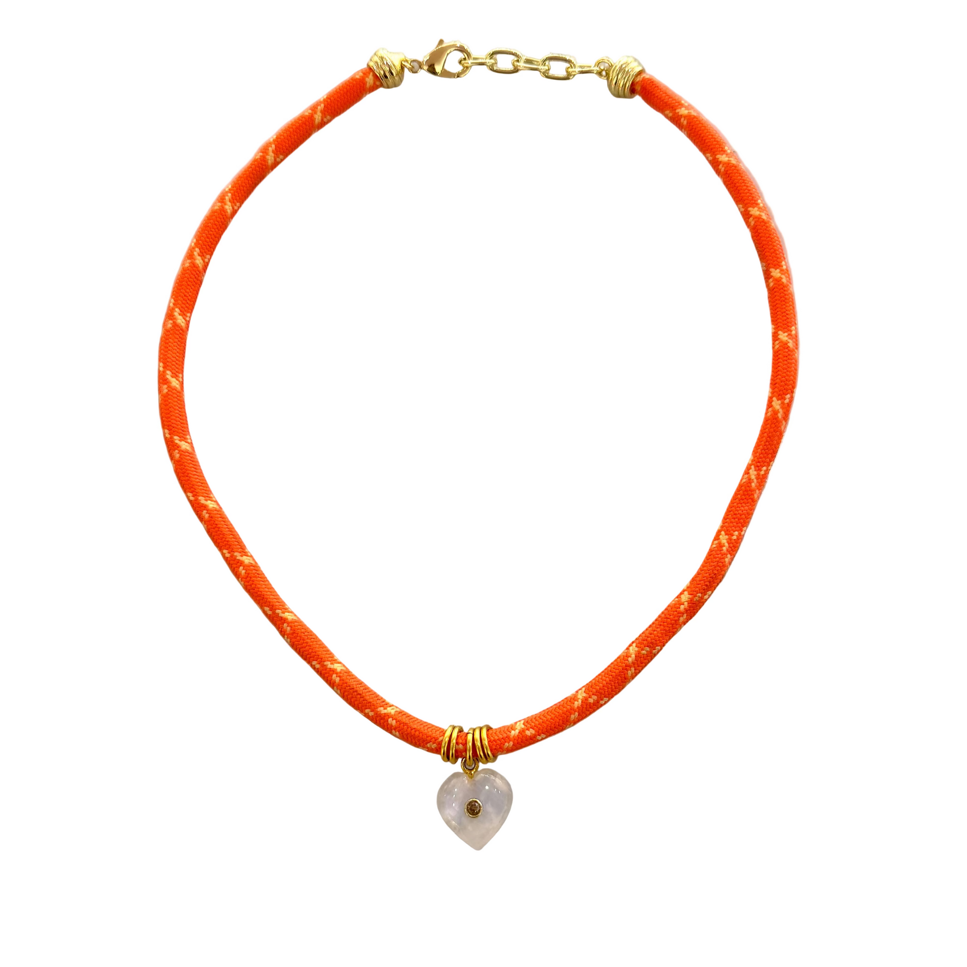 Orange Paracord with Moonstone Heart Charm