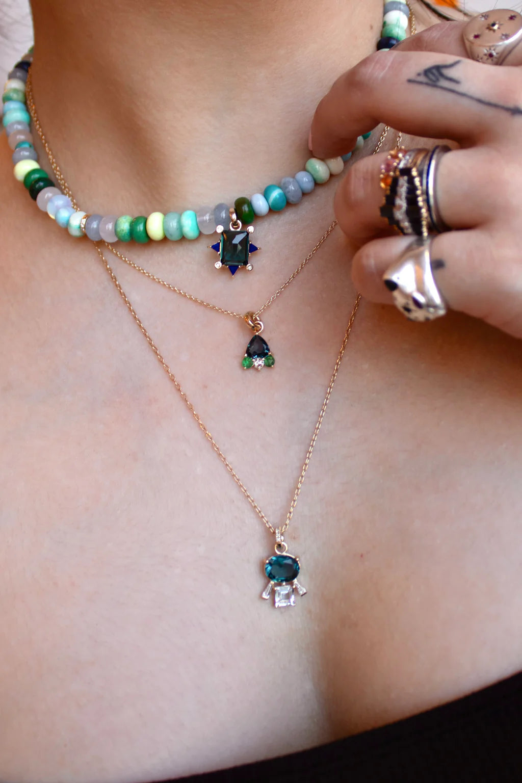 Hera Ocean Charm in London Blue Topaz and Lapis