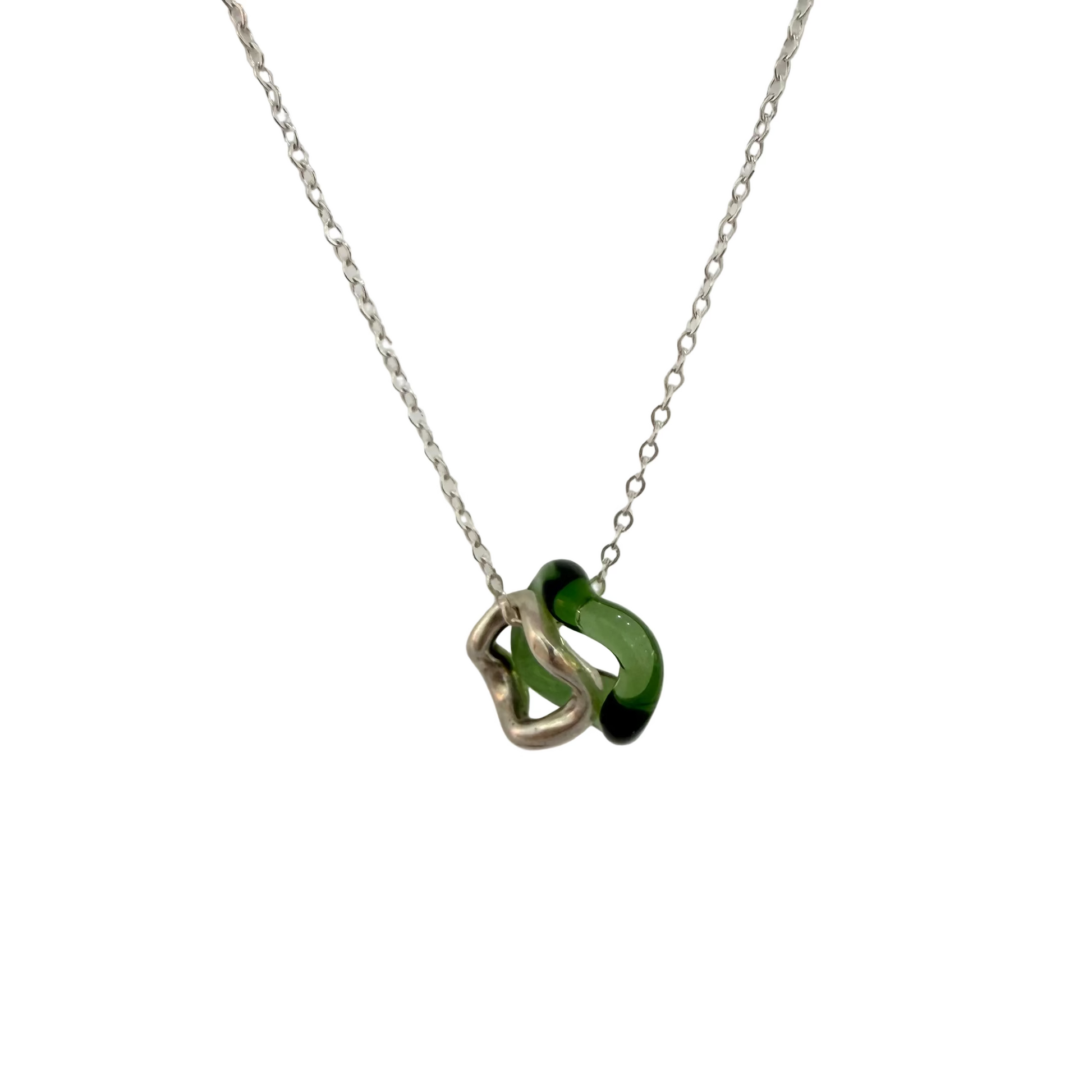 Silver and Green Onda Necklace