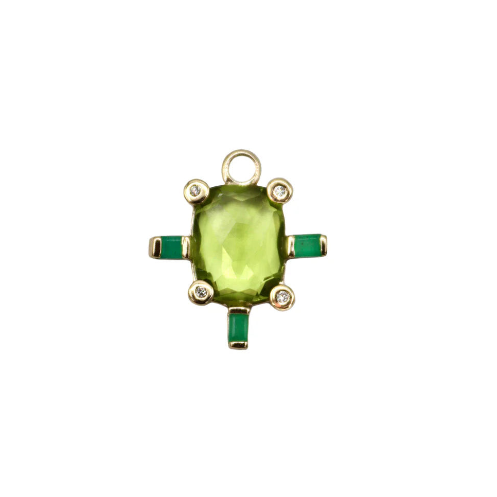 Juno Lagoons Heart Charm with Peridot and Emeralds