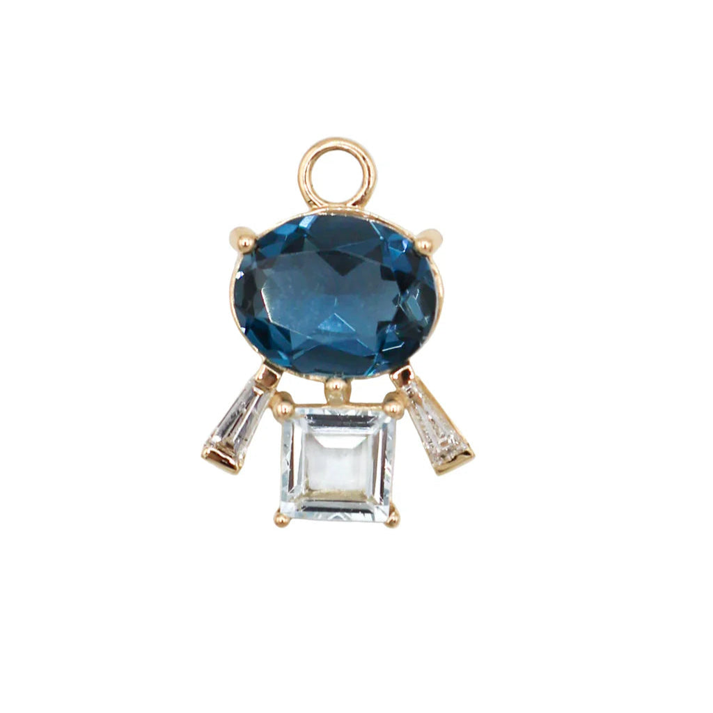 Esmeralda Charm in London Blue Topaz and Aquamarine