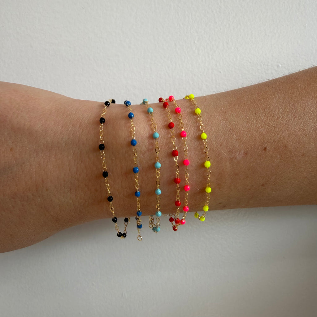 Light Turquoise Enamel Bead Piatto Chain Bracelet