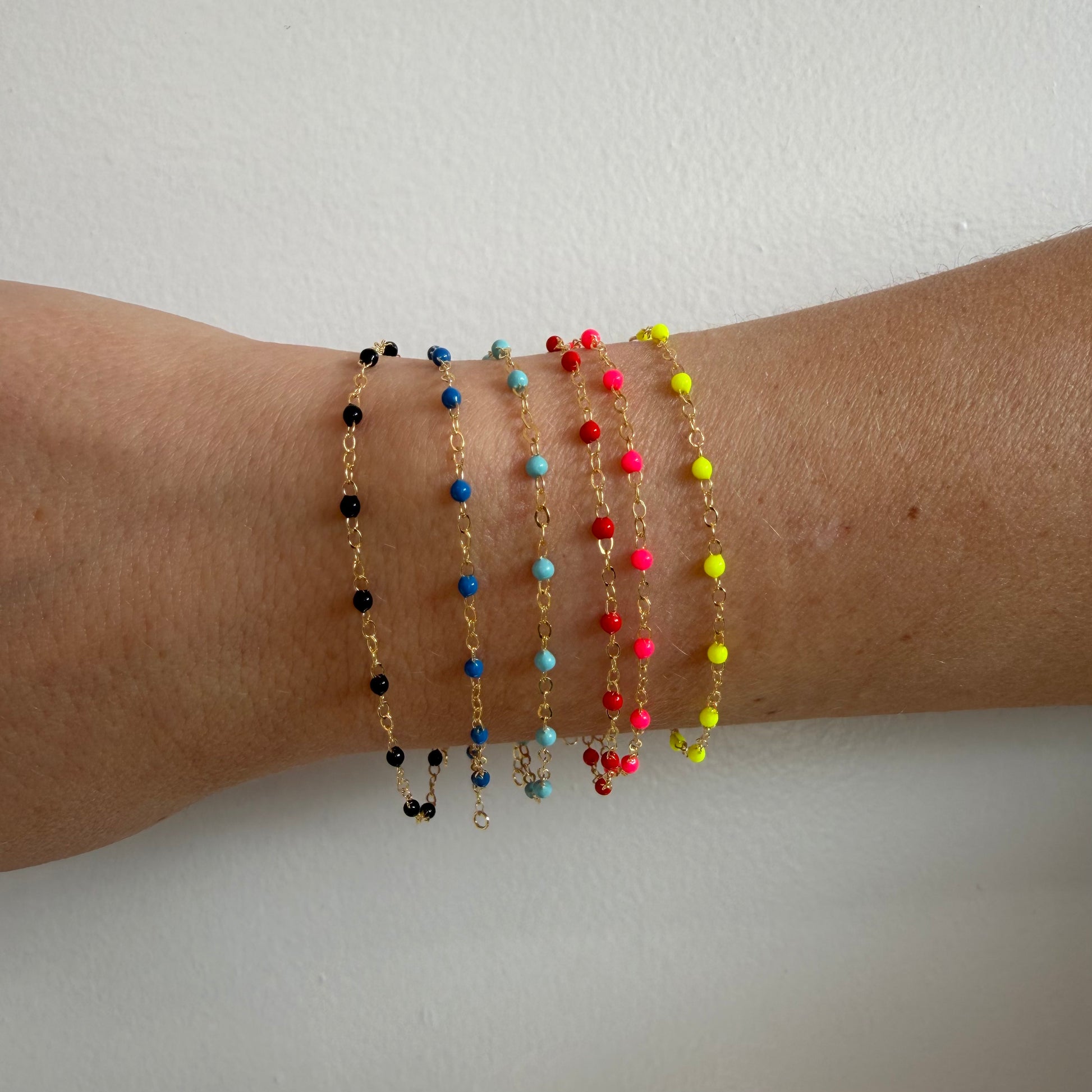 Black Enamel Bead Piatto Chain Bracelet