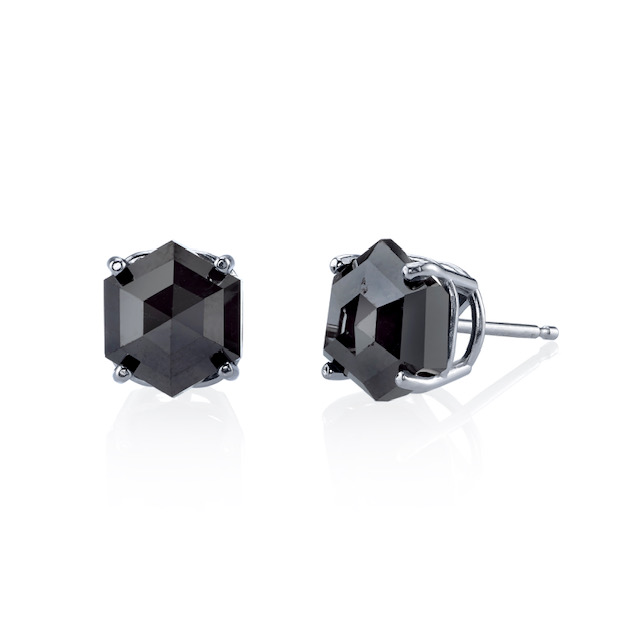 3.44 Opaque Black Diamond Stud Earrings - PAIR