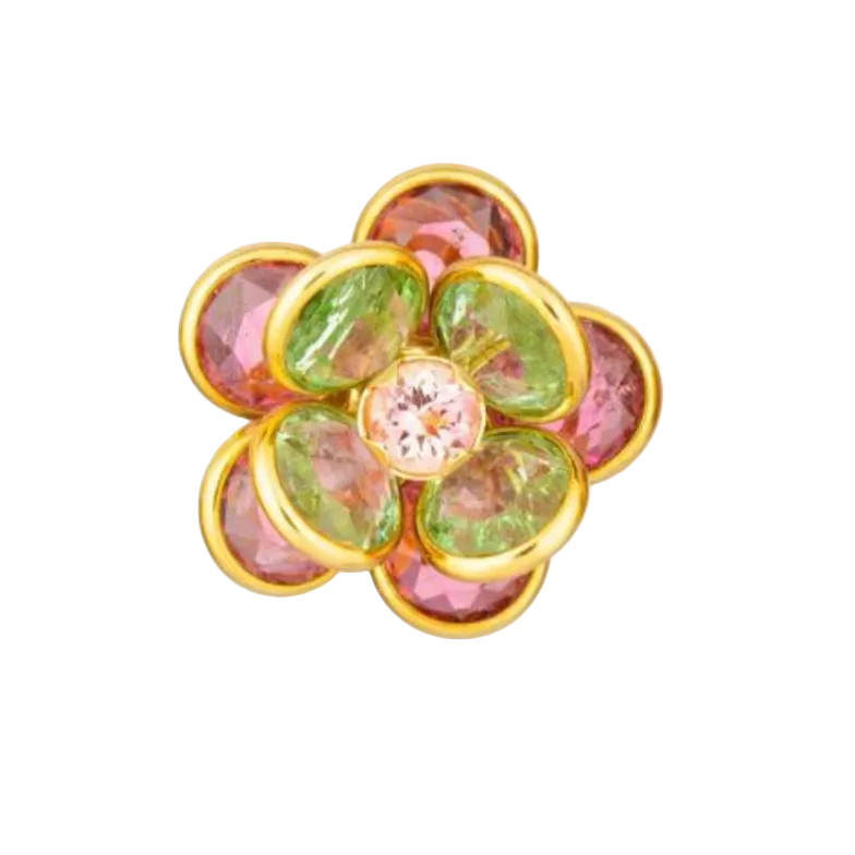 Faceted Green and Pink Flower Pendant