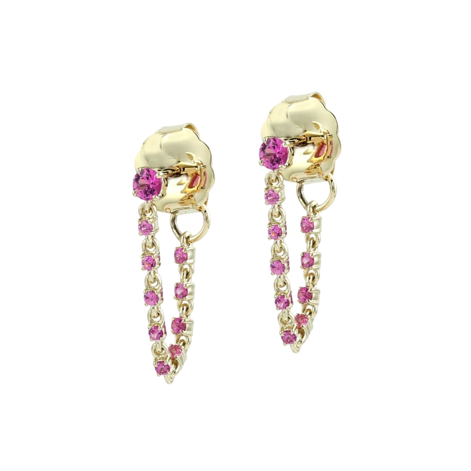 Pink Sapphire Chain Earrings