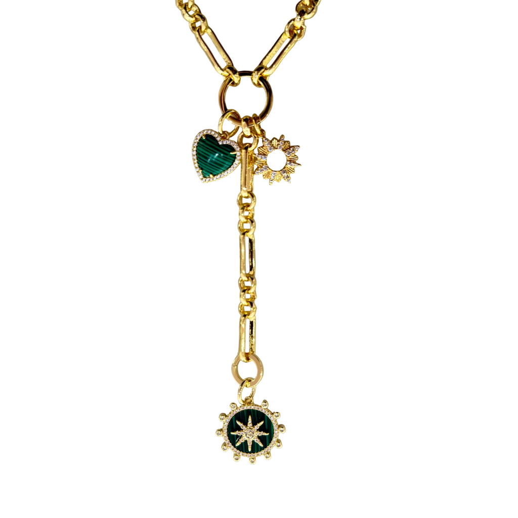 Charmed Venture Necklace with Malachite Charms