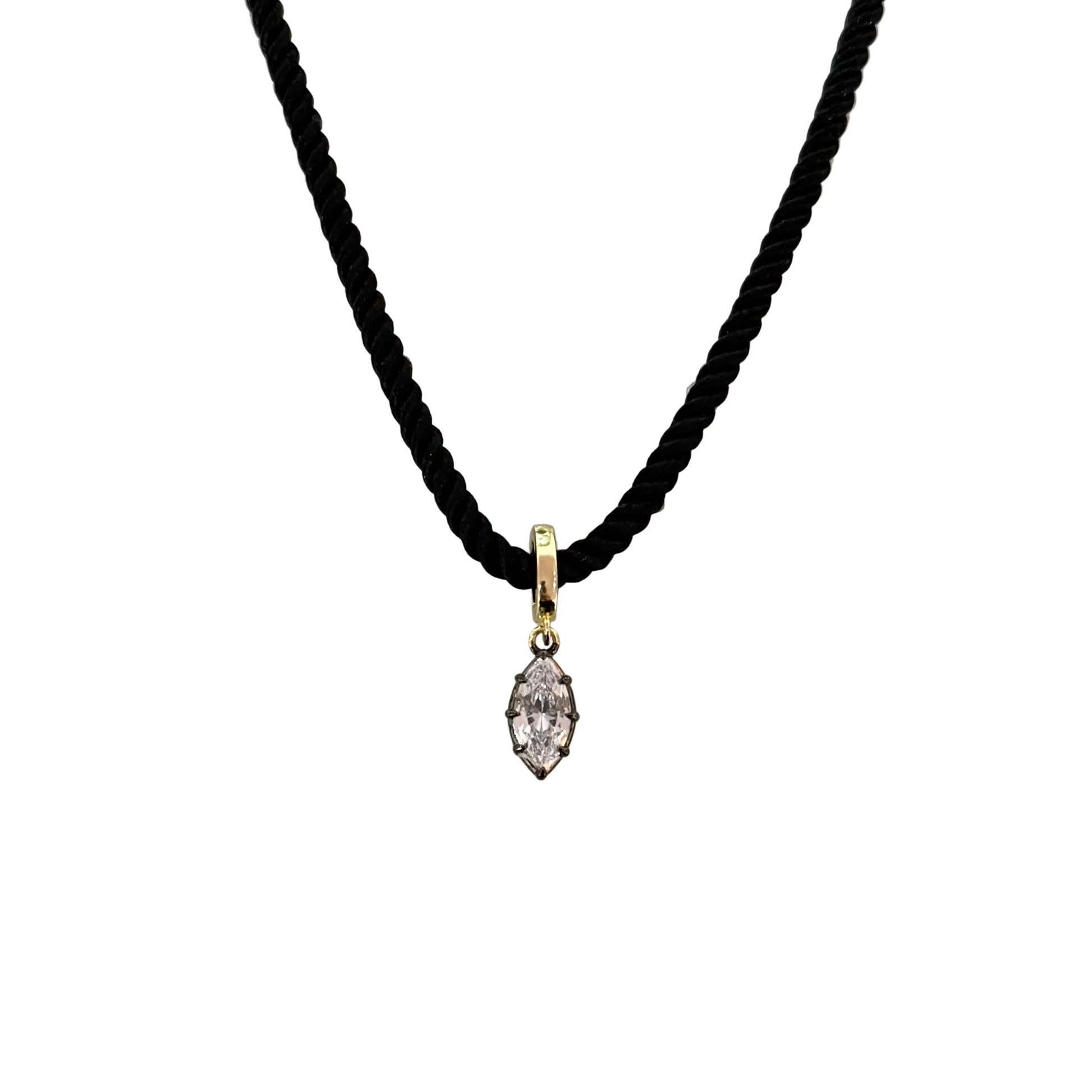 Black Rope Marquise Necklace