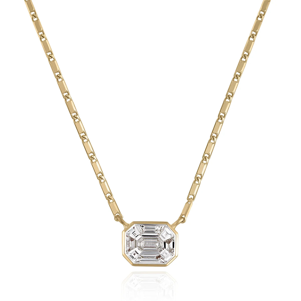 Emerald Cut Bar Chain Necklace