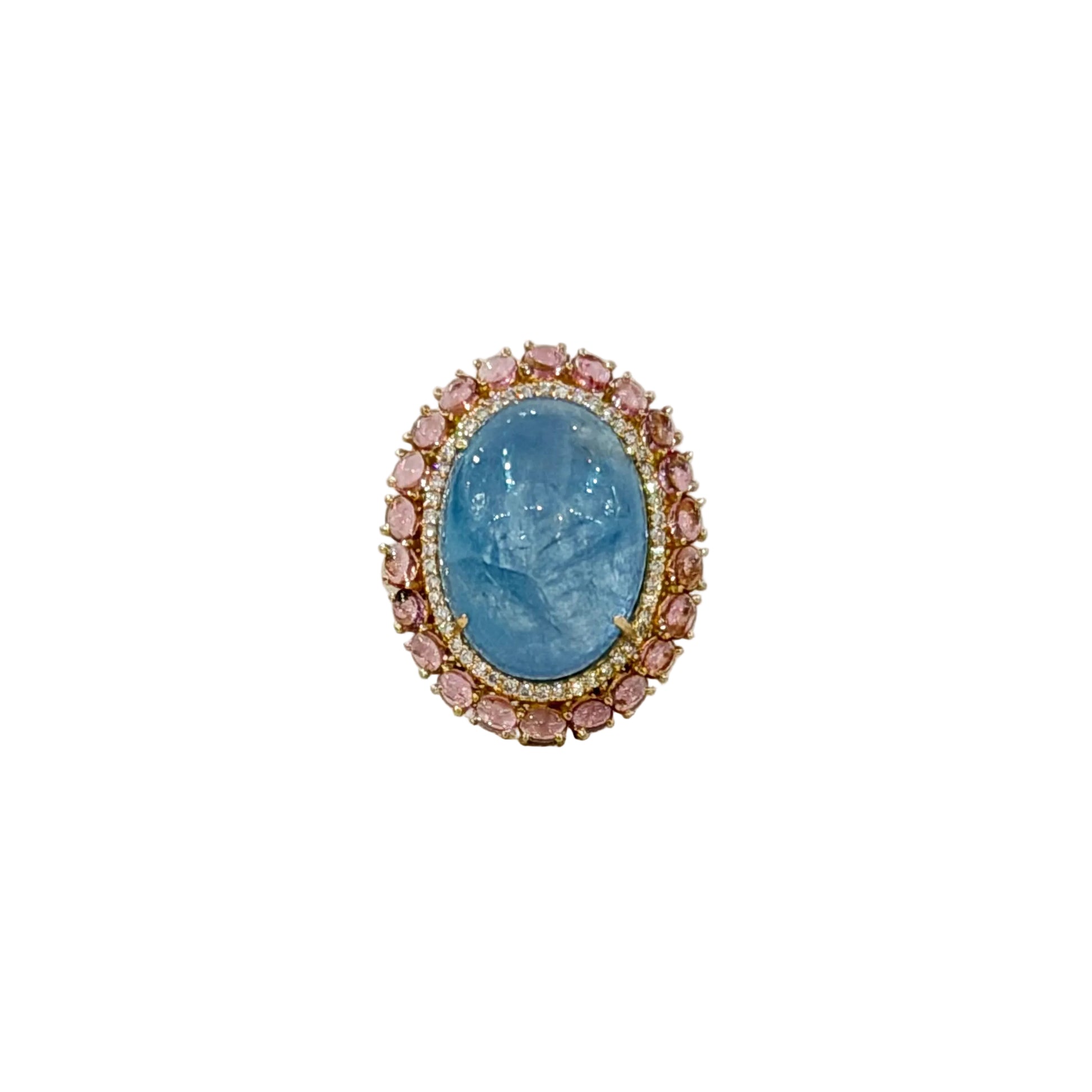 Pink Tourmaline and Aqua Ring