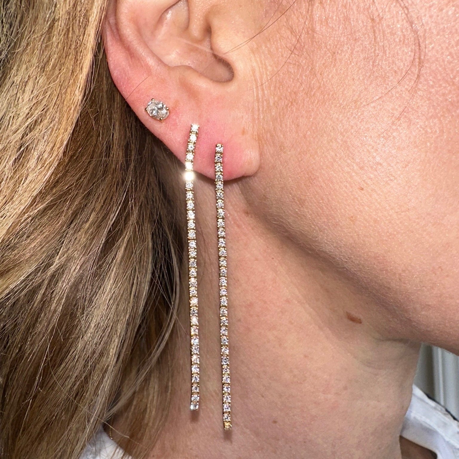 Diamond Dangling Strand Earrings