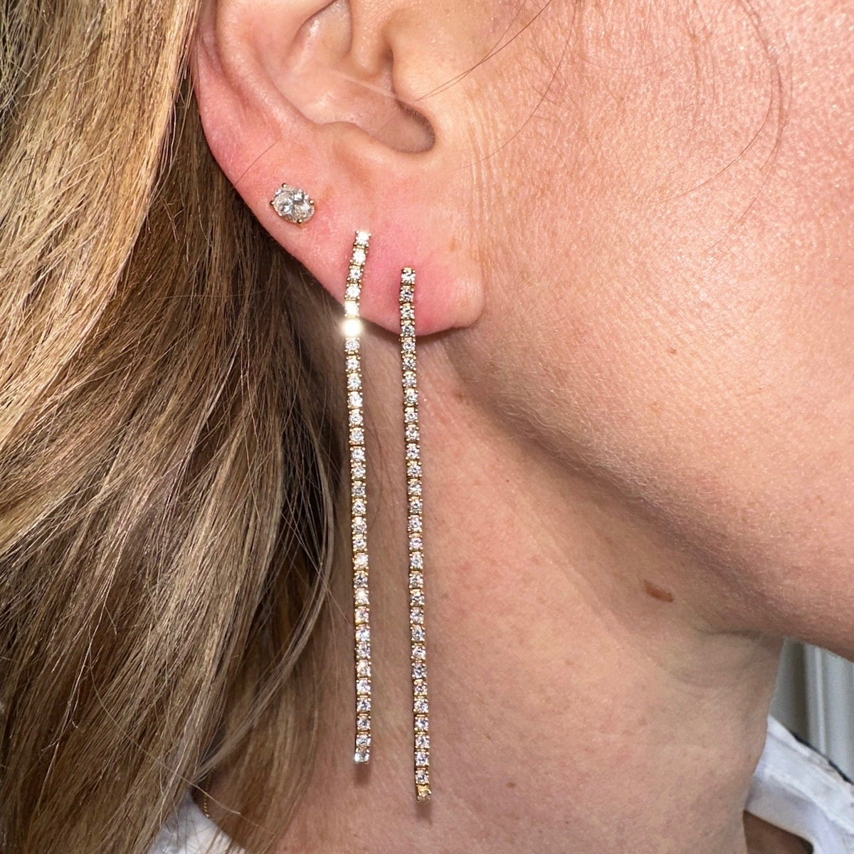Diamond Dangling Strand Earrings