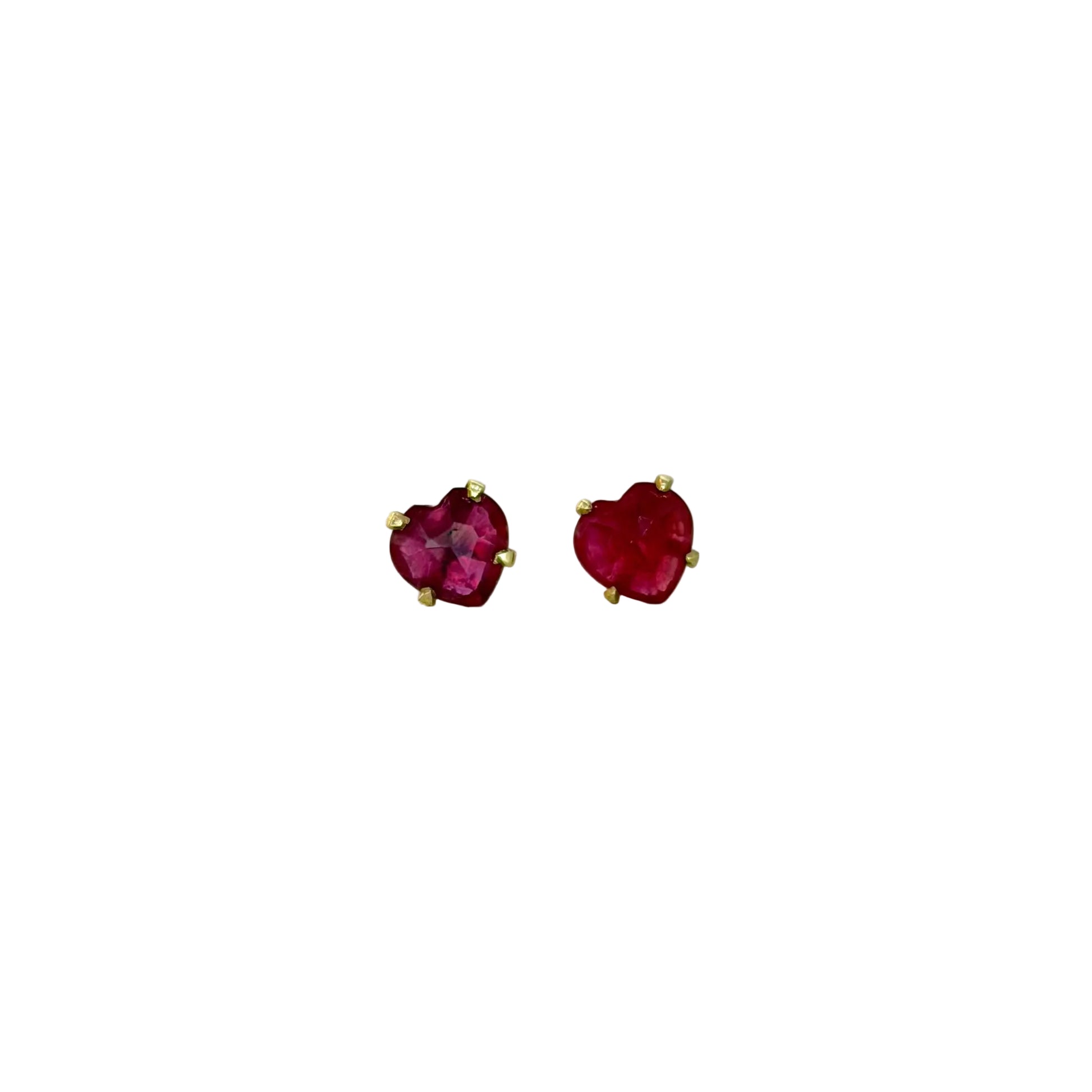 Ruby Heart Post Earrings