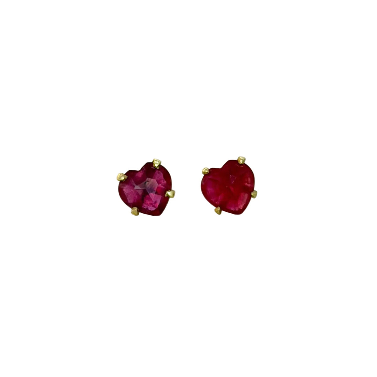 Ruby Heart Post Earrings