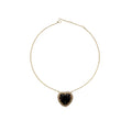 Small Black Baguette Heart Necklace