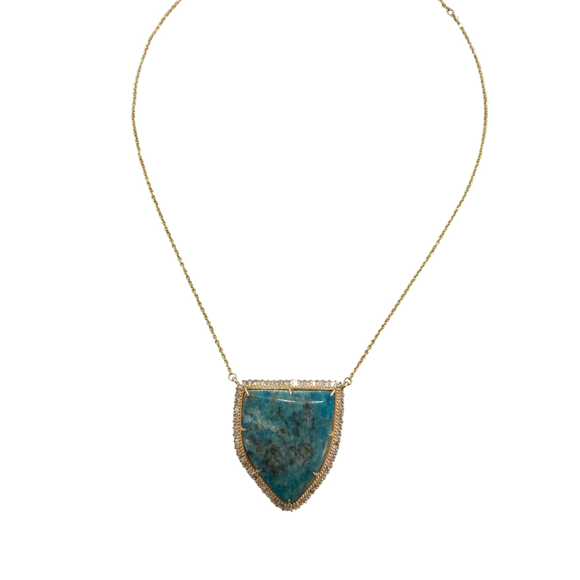 Turquoise Baguette Shield Necklace