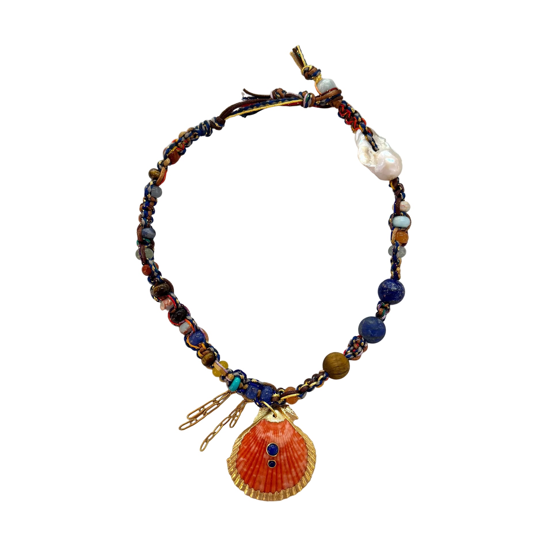 Lapis Seashell Rockstar Necklace