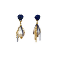 Blue Lapis Seashell & Baroque FWP Chain Studs