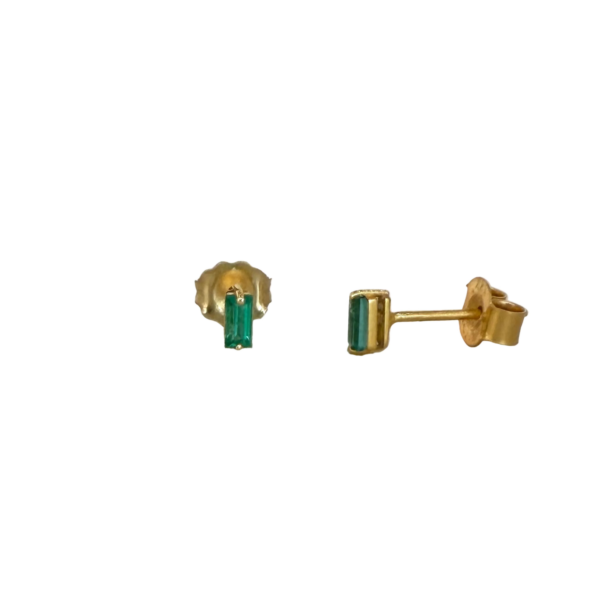 Baguette Emerald Stud - Single