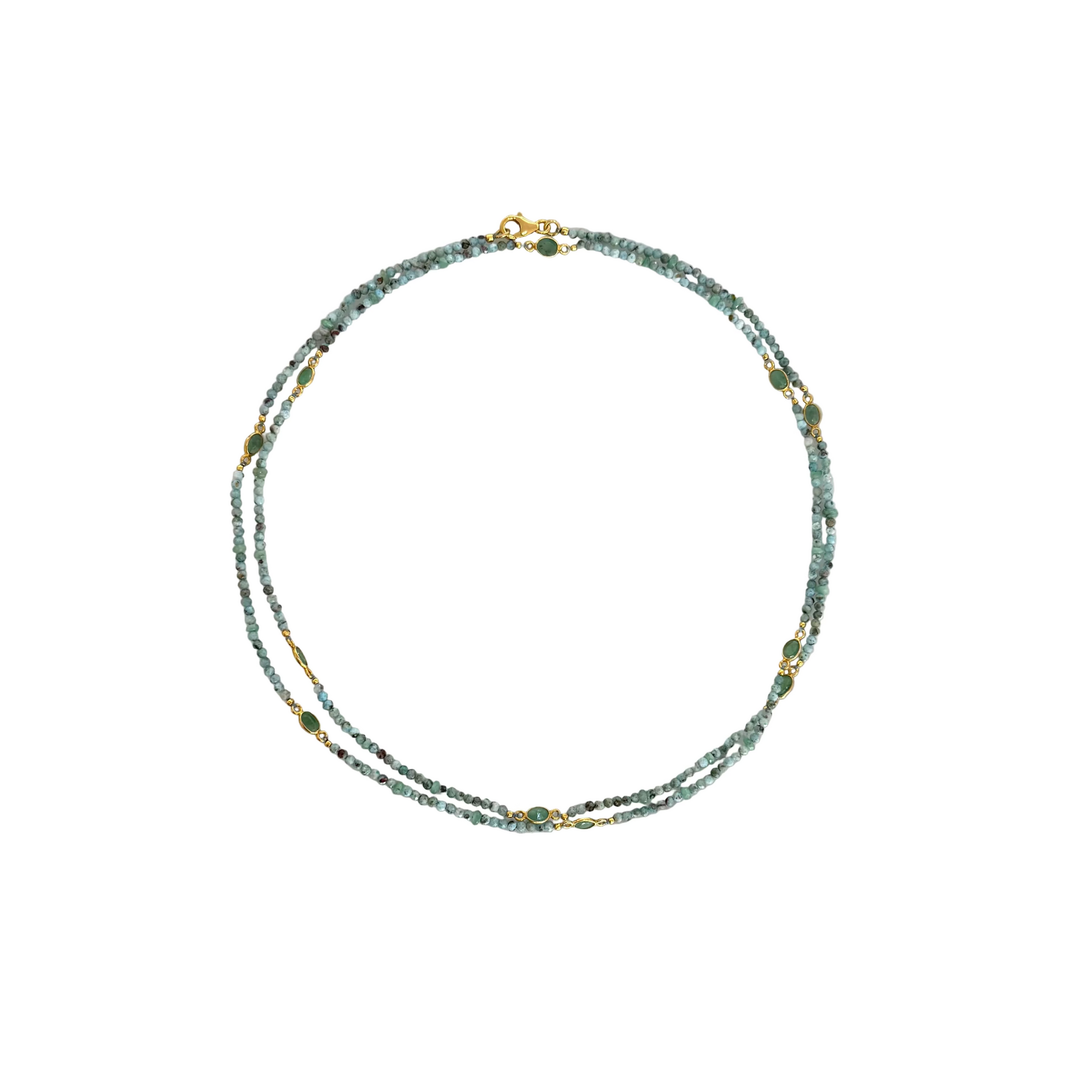 Larimar and Emerald Bead Necklace - JAJ