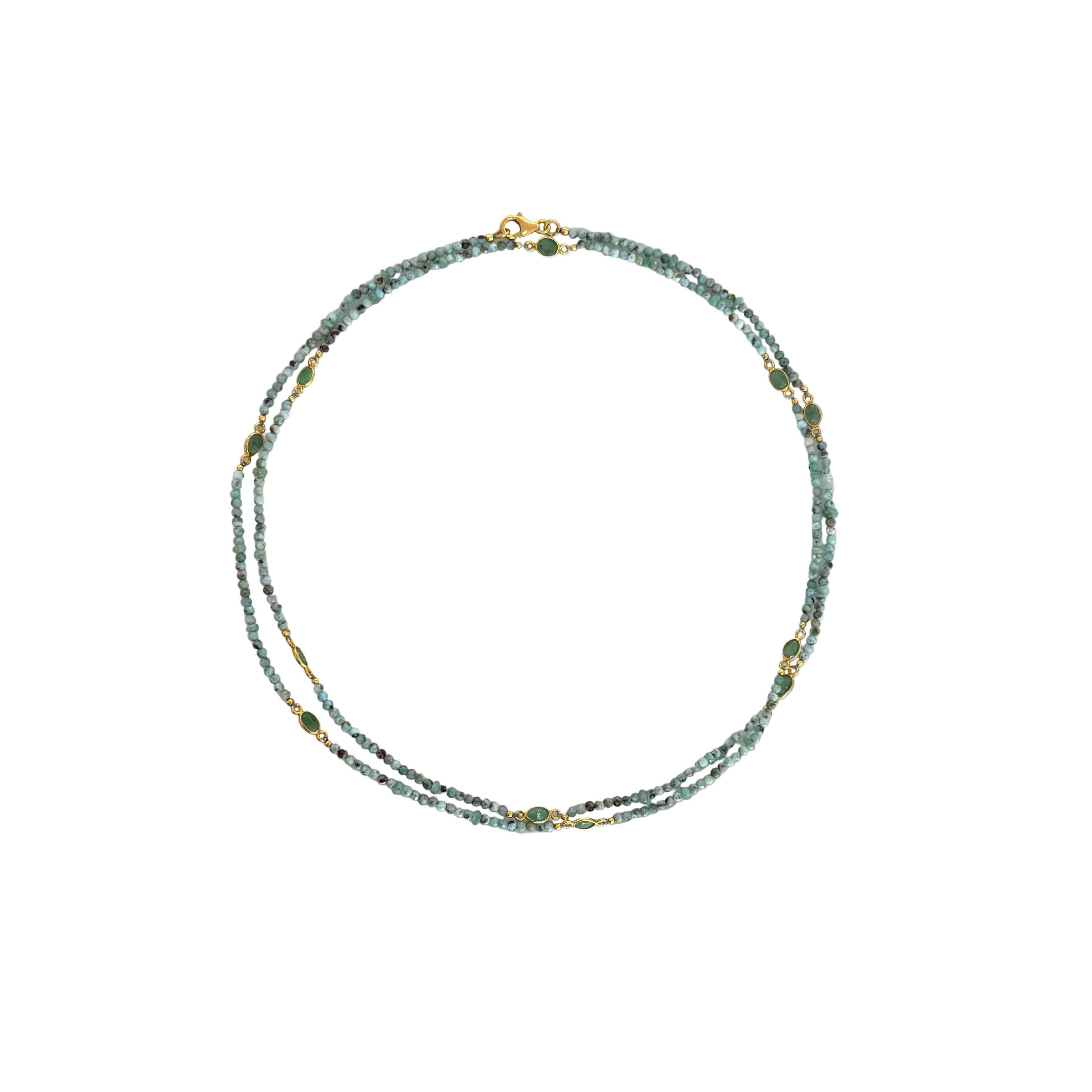 Larimar and Emerald Bead Necklace - JAJ