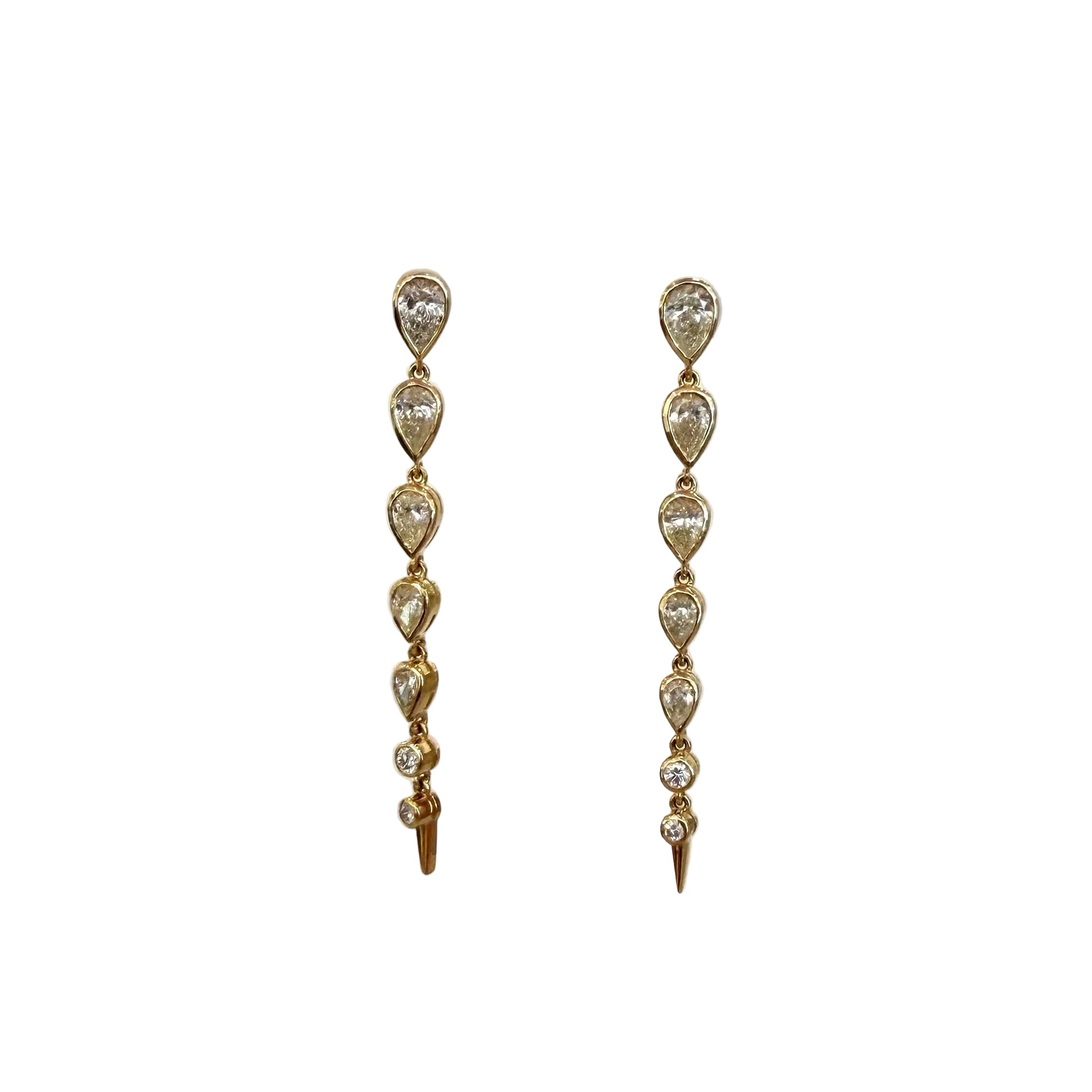 Pear and Bezel Cut Drop Earrings