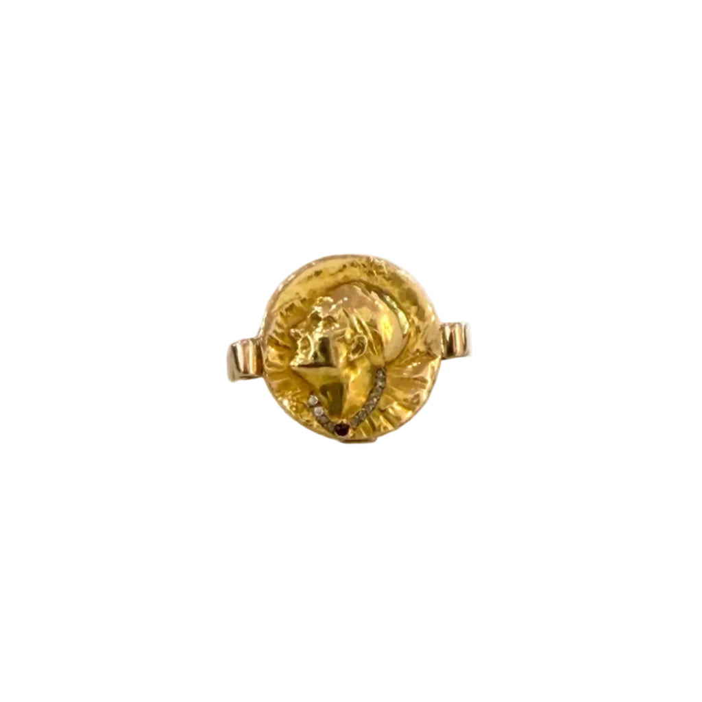 Gold Signet Pierrot Ring