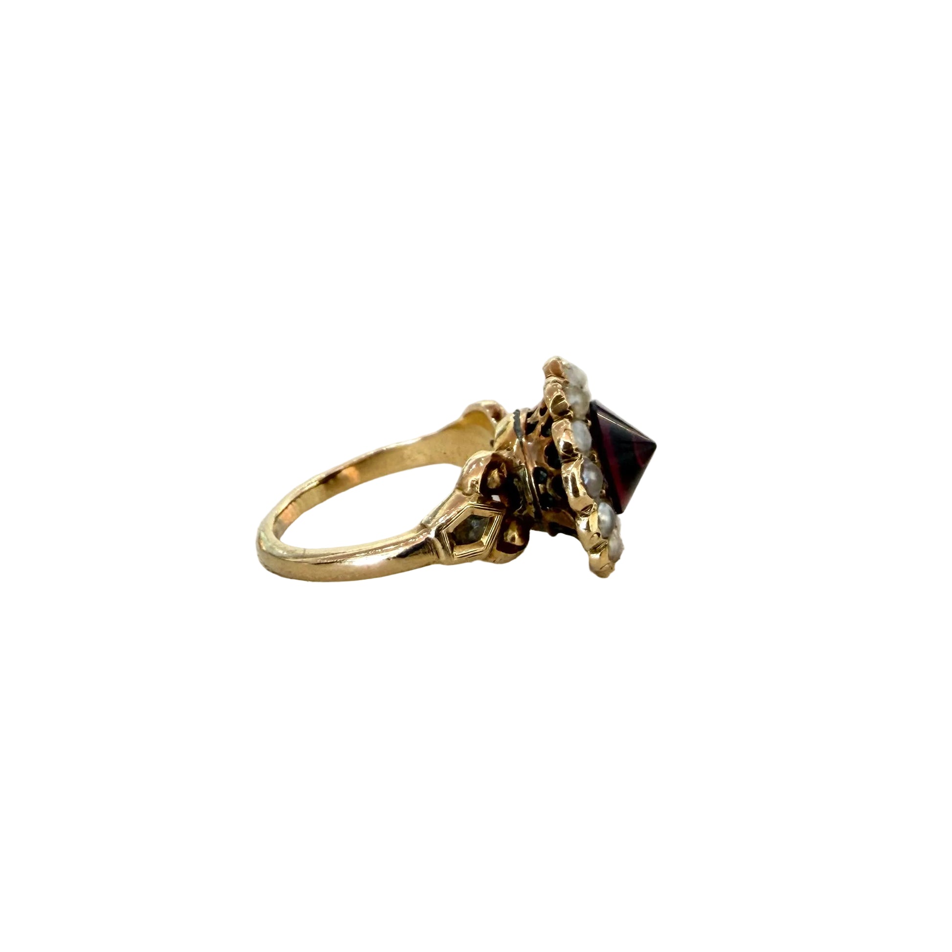 Victorian Pearl and Garnet Ring