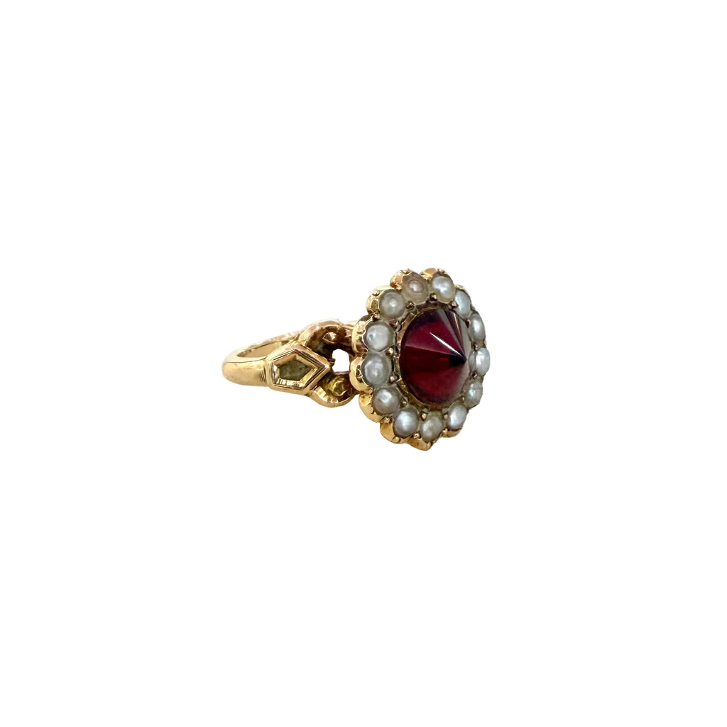 Victorian Pearl and Garnet Ring