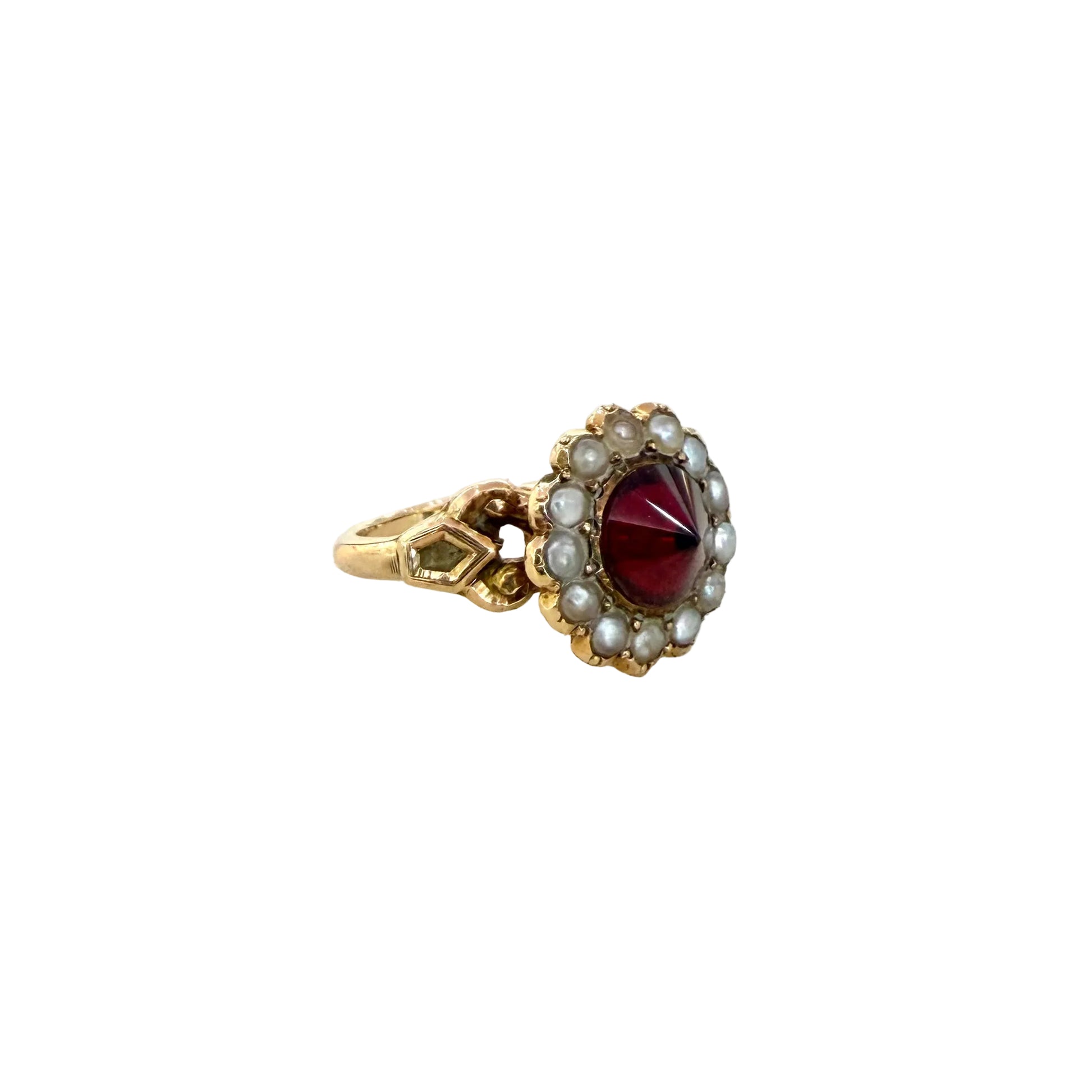 Victorian Pearl and Garnet Ring