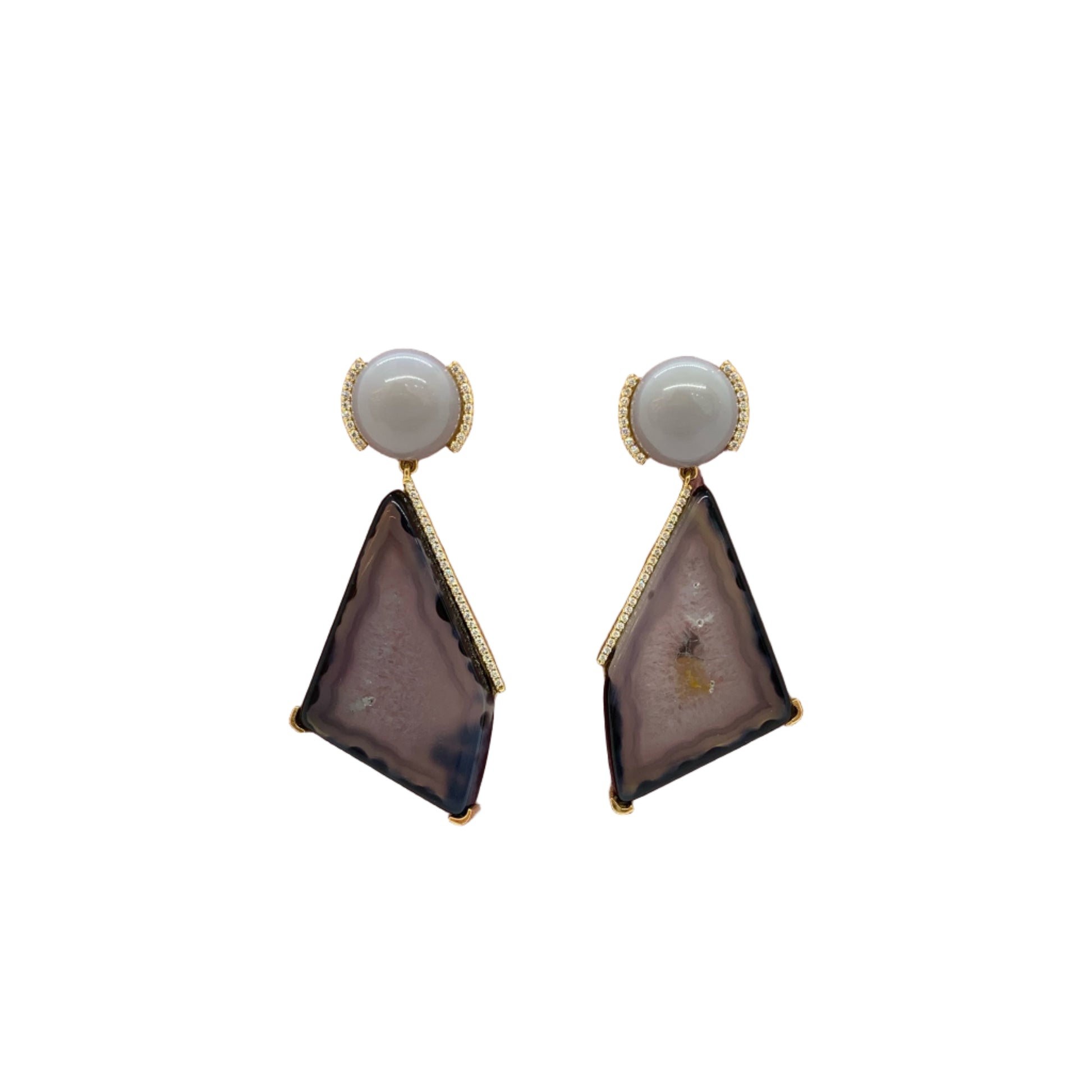 Grey Brazilian Agate Drop Earrings