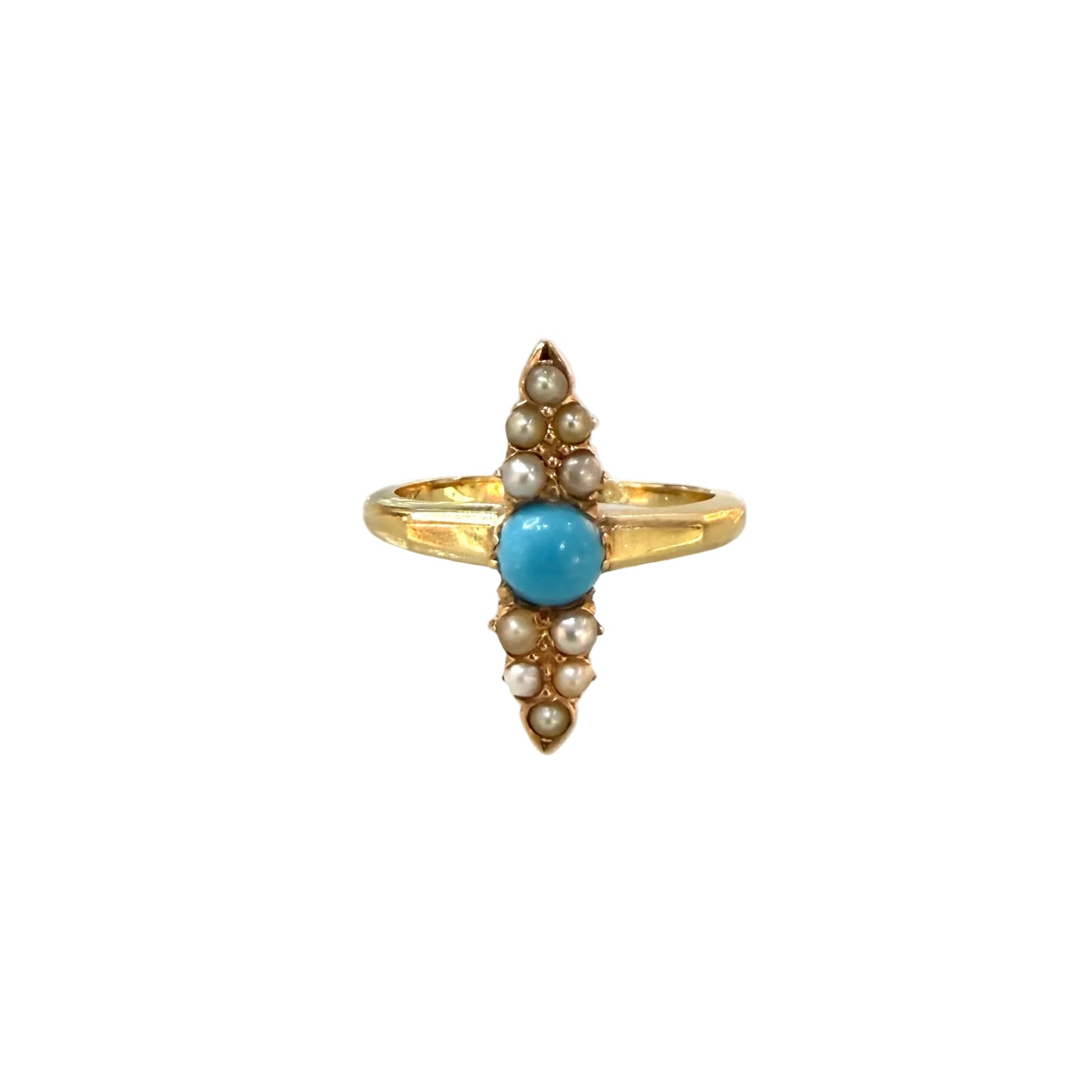 Victorian Seed Pear Turquoise Ring