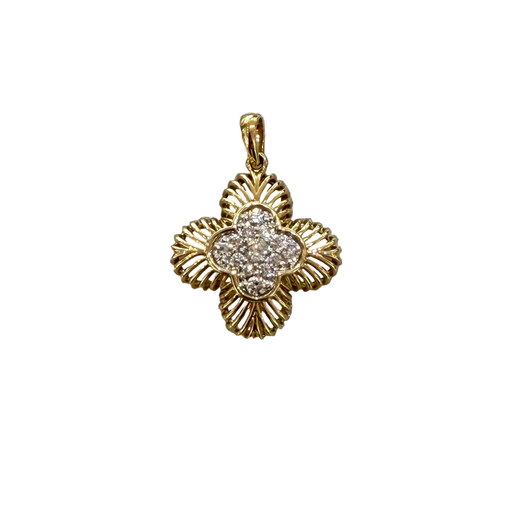 Gold and Diamond Clover Pendant