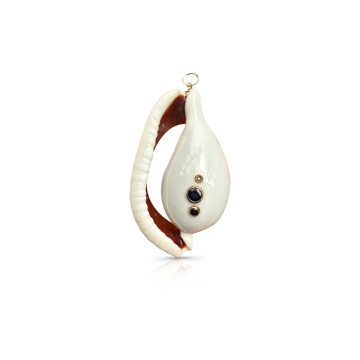 Ruby and Sapphire Jumbo Cowrie Shell Charm