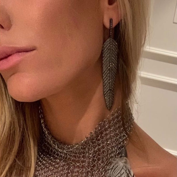 Full Pave Feather Earrings