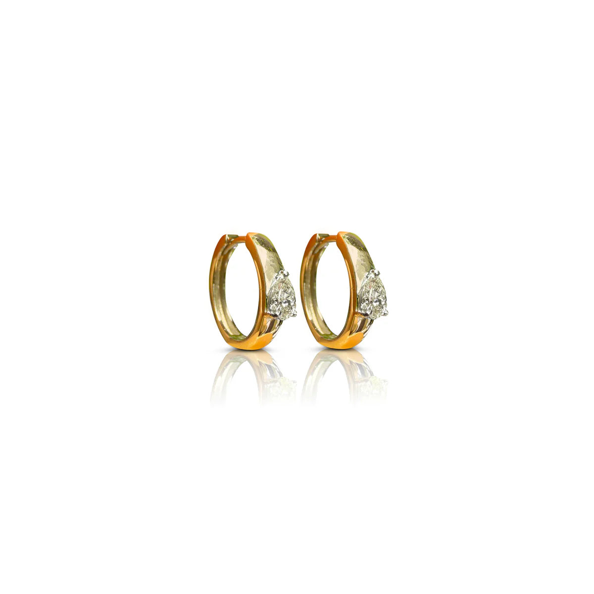 Gold Pear Diamond Huggies