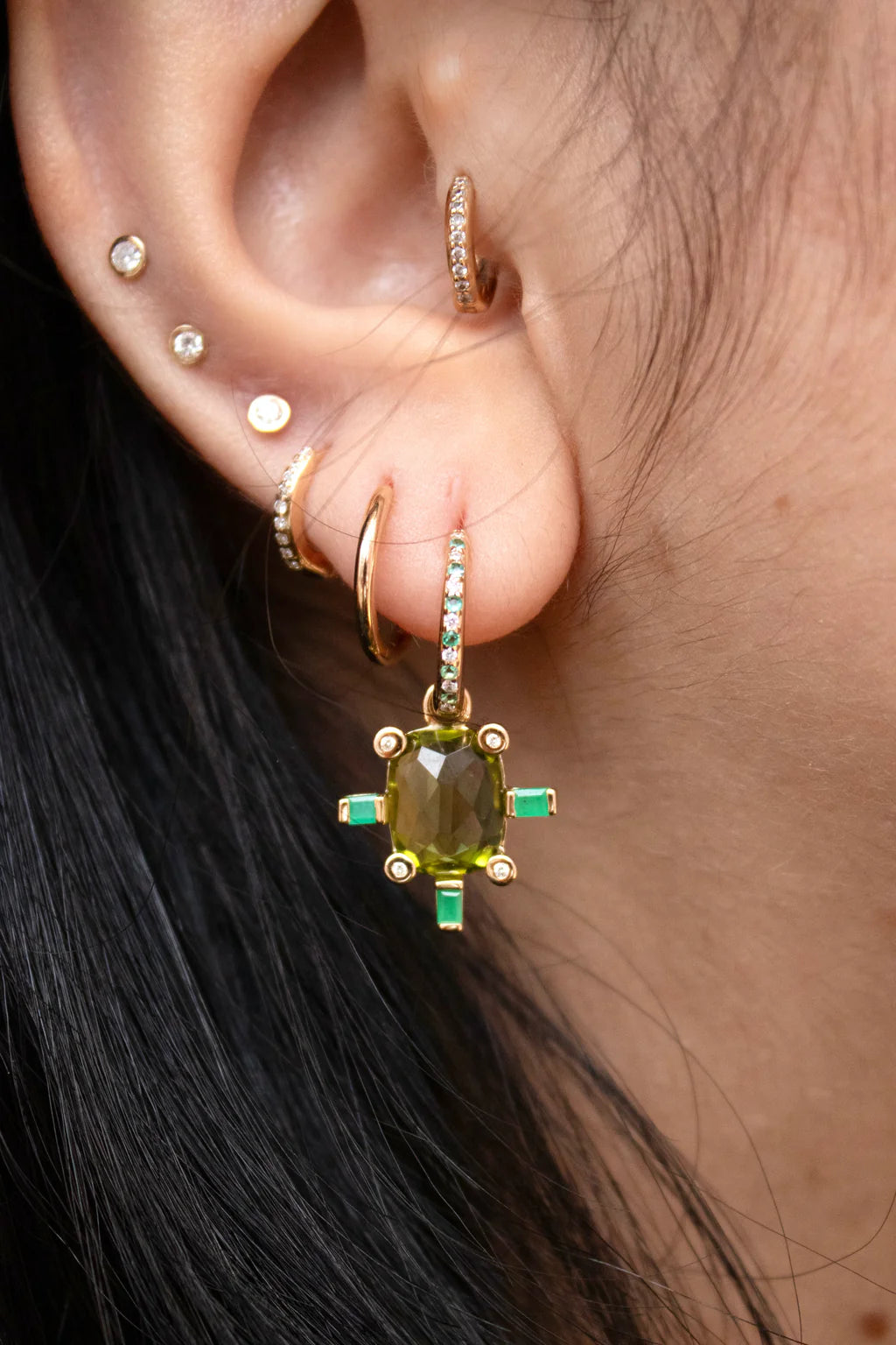 Juno Lagoons Heart Charm with Peridot and Emeralds