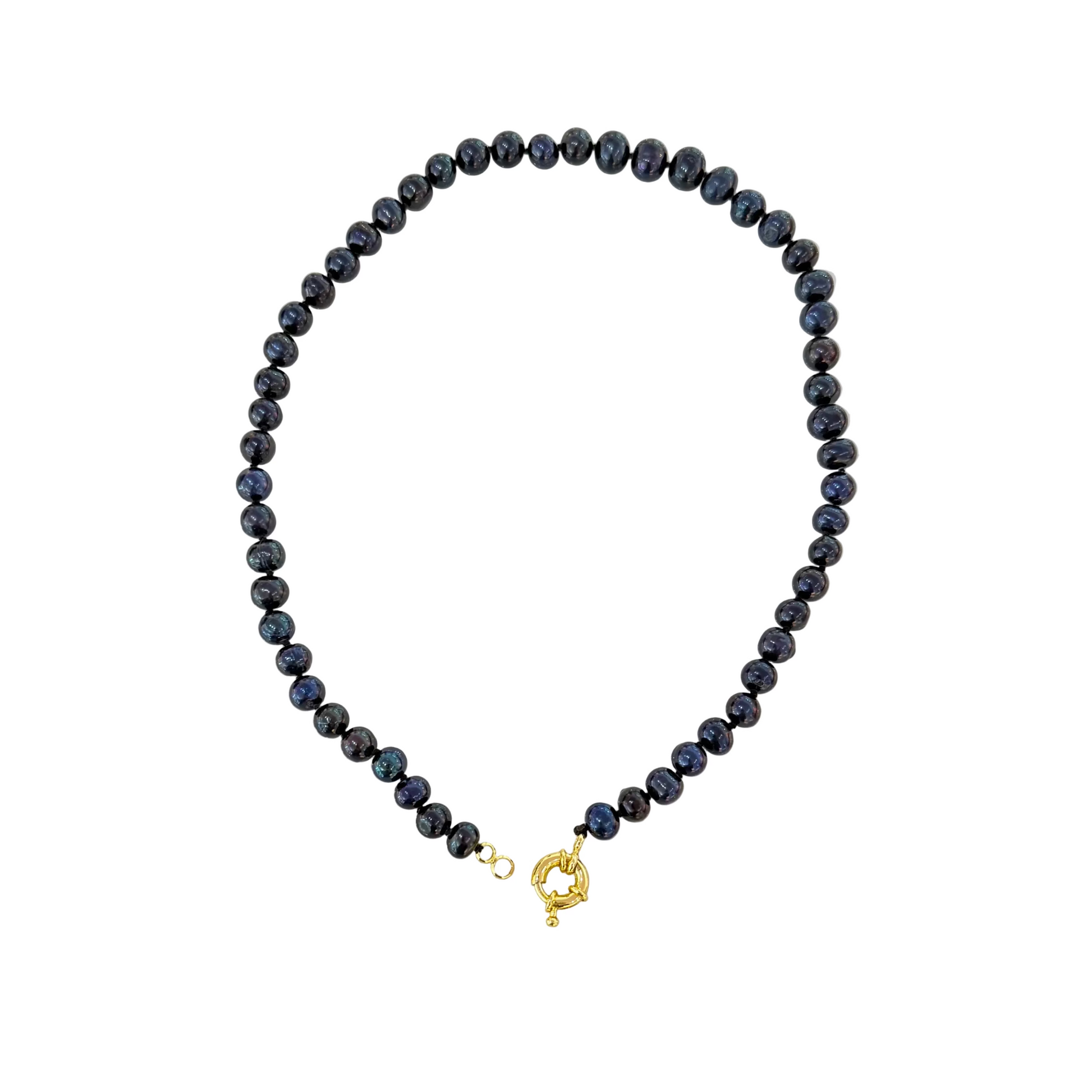 Peacock Black Pearls with Charm Holder 18"