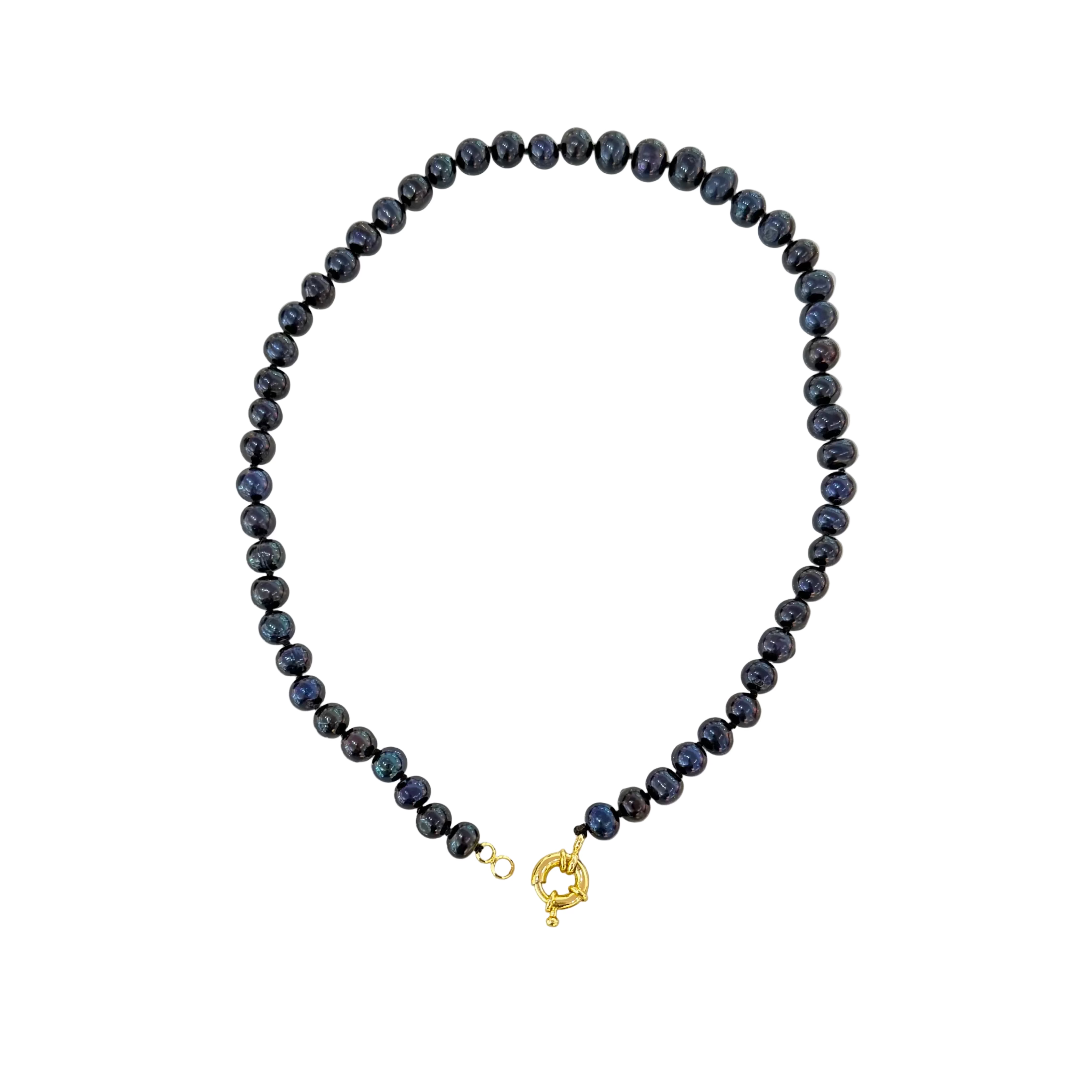 Peacock Black Pearls with Charm Holder 18"