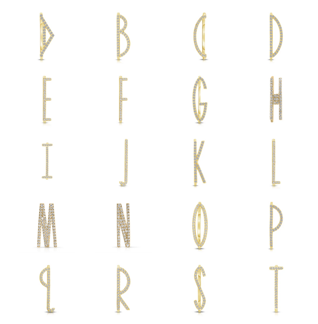 Signature 14K Yellow Gold & Diamond Letter Rings