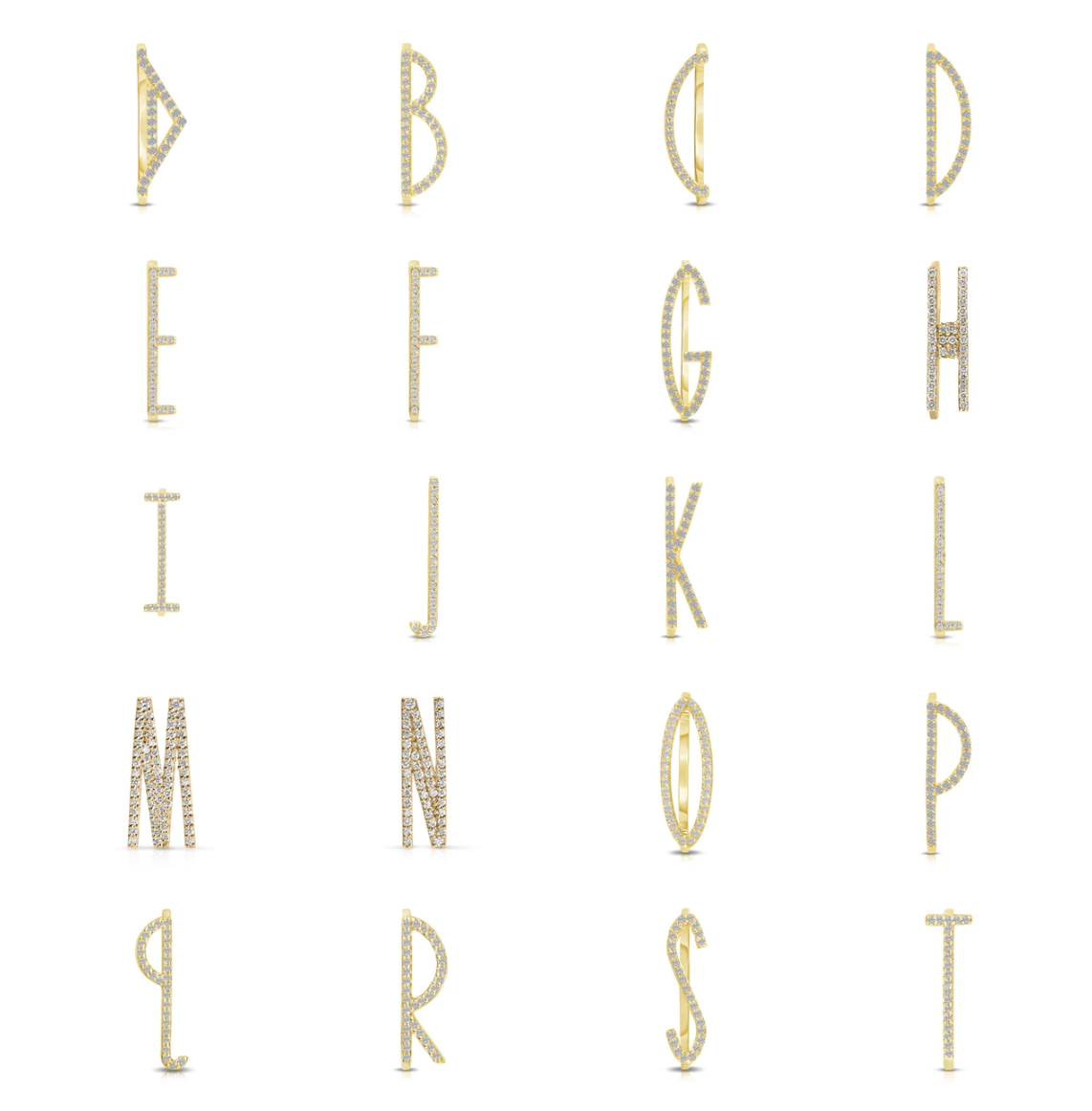 Signature 14K Yellow Gold & Diamond Letter Rings
