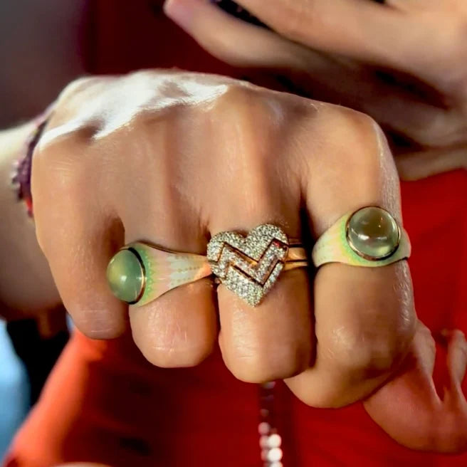 Mood Orb Ring - Green Prehnite