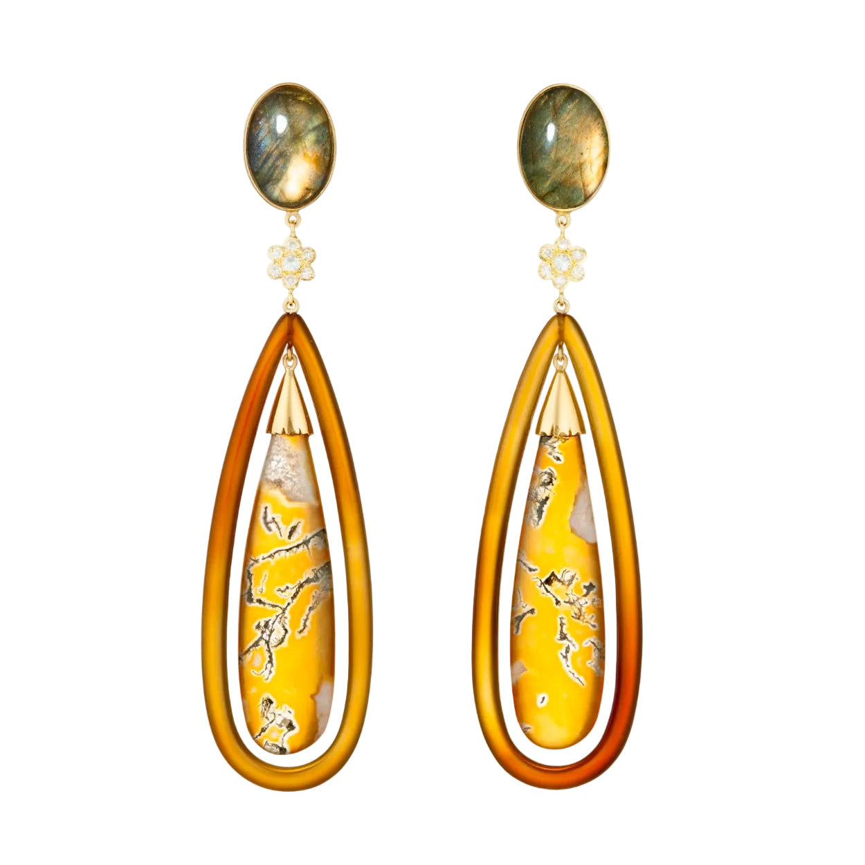 Moss and Brown Agate Drop Earrings