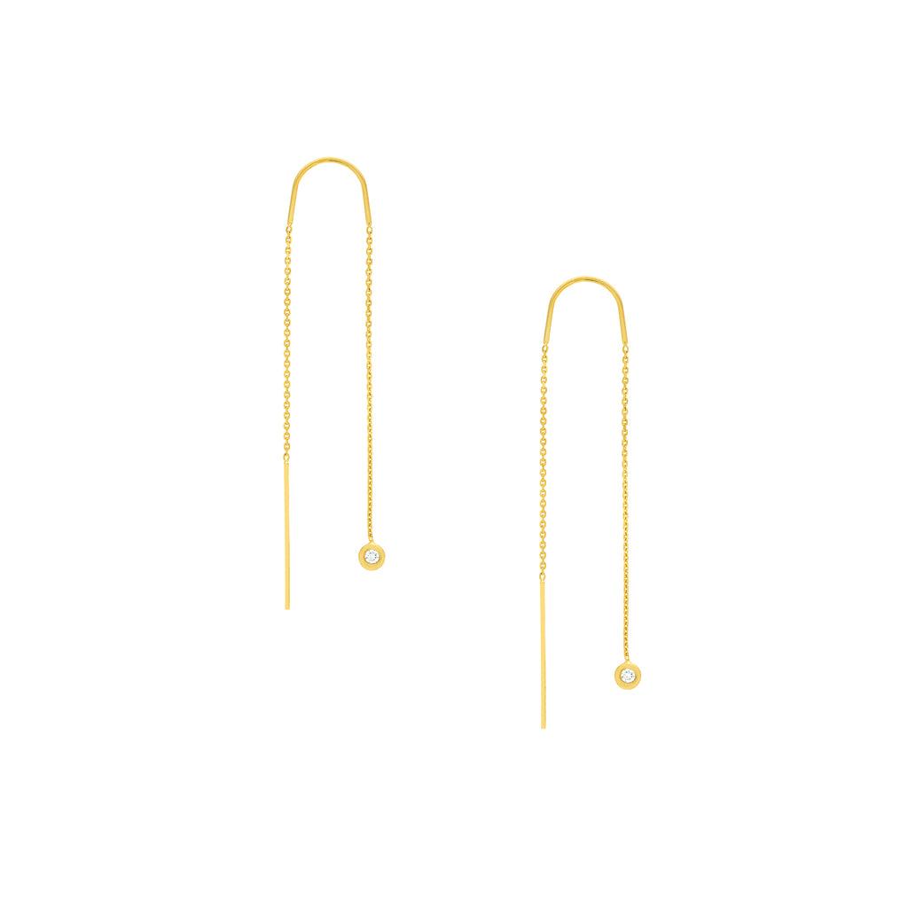 Diamond Bezel Threader Earrings - Pair