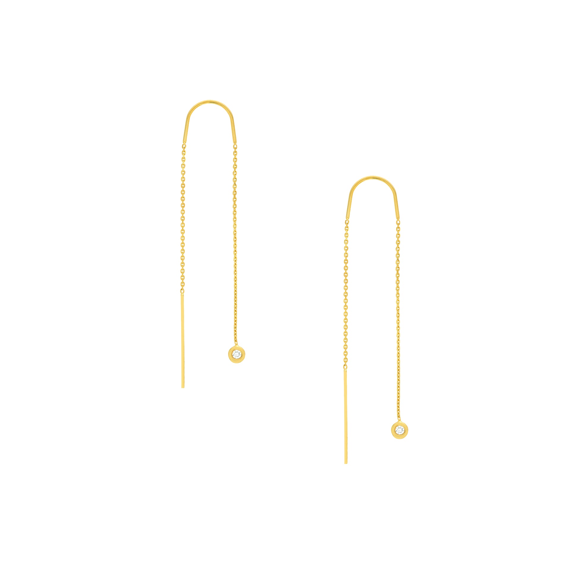 Diamond Bezel Threader Earrings - Pair