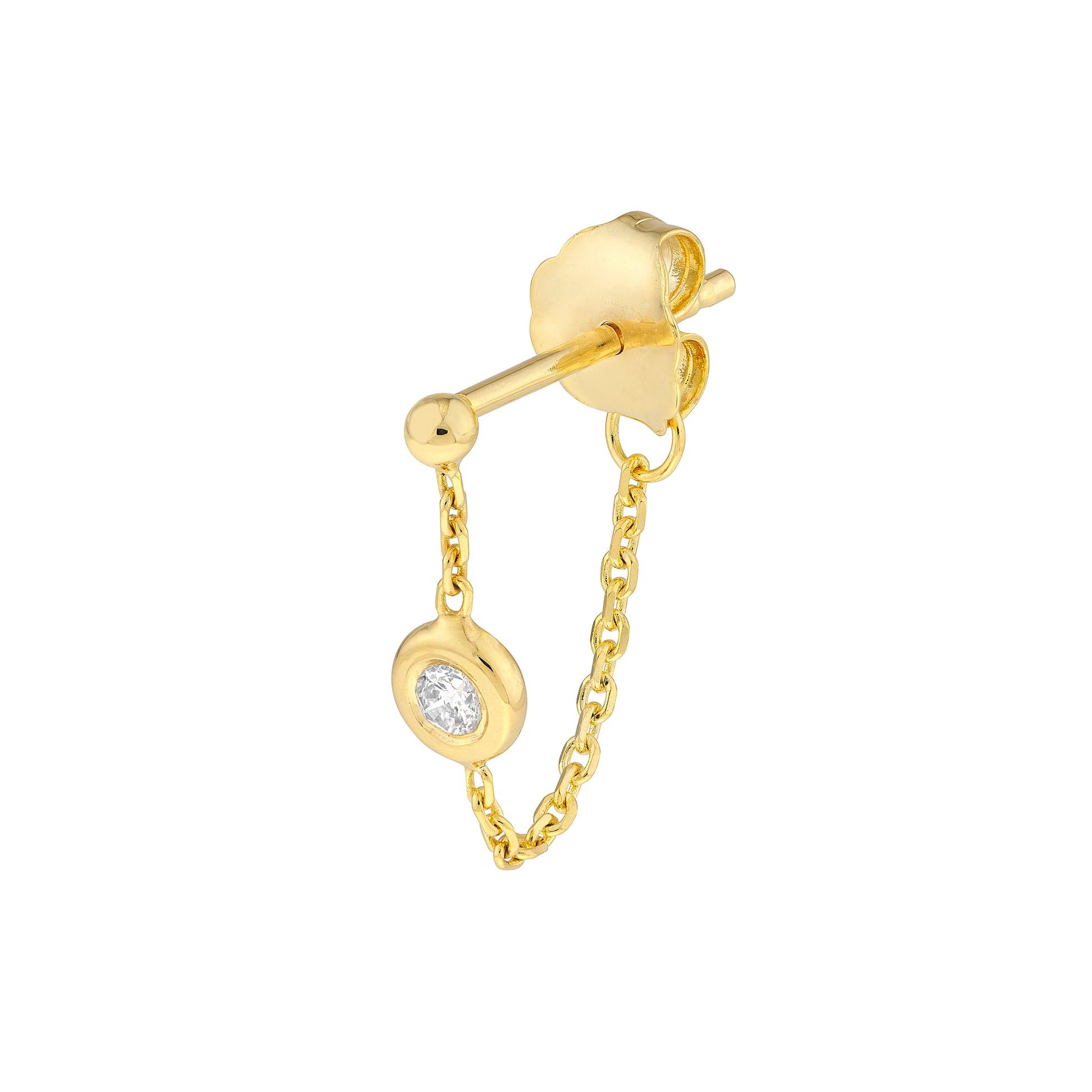 Diamond Chain Huggie Earrings - Pair