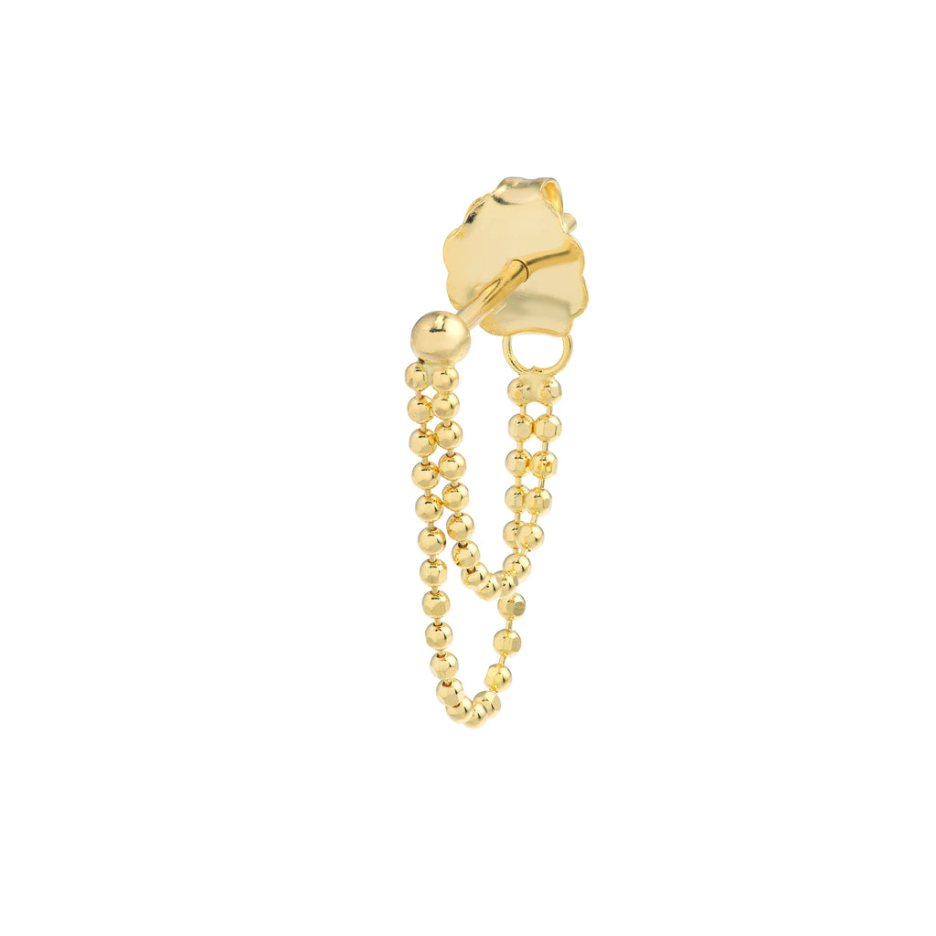 Diamond-Cut Bead Chain Duo Huggie Earrings - Pair