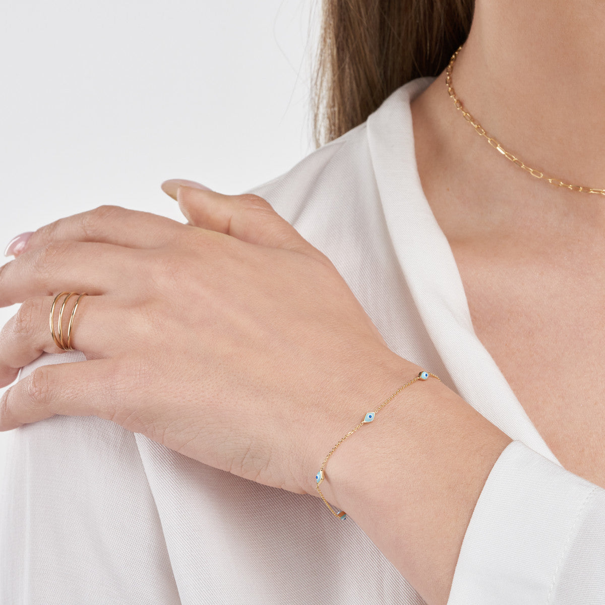 Enamel Evil Eye Station Chain