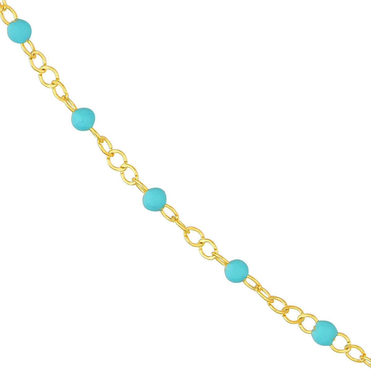 Light Turquoise Enamel Bead Piatto Chain Bracelet